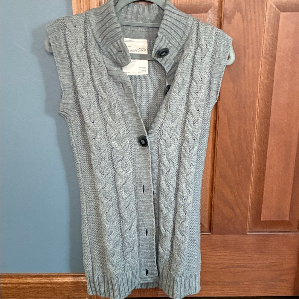 Gray Cable Knit Sweater Vest